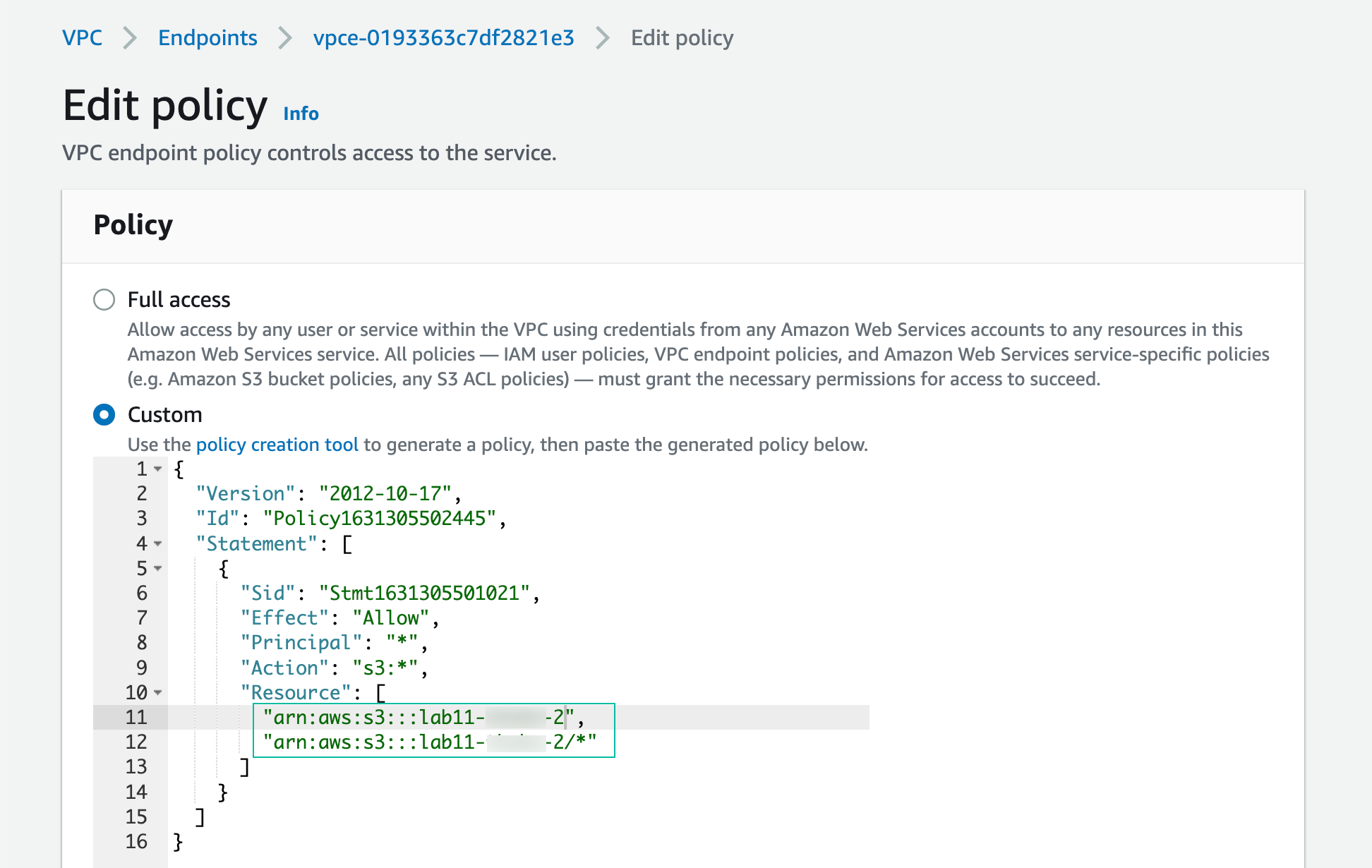 custom policy